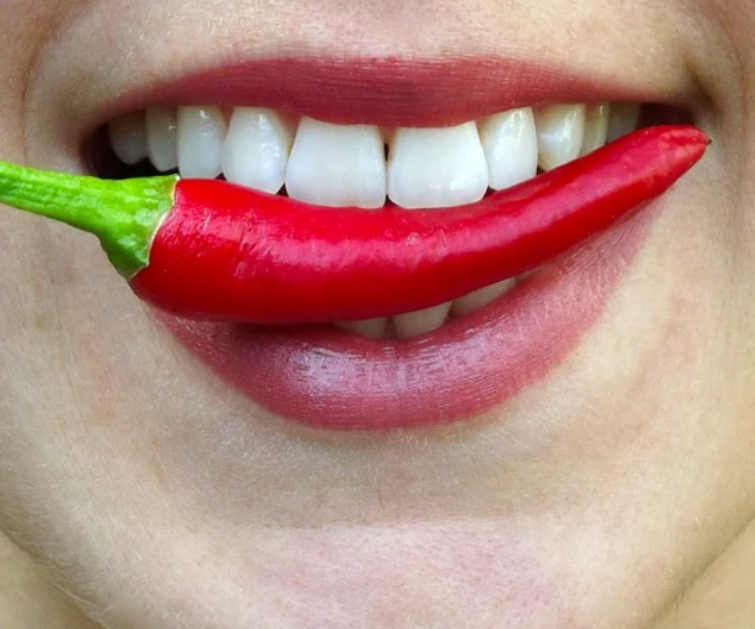 red lips with red peppers - oral health